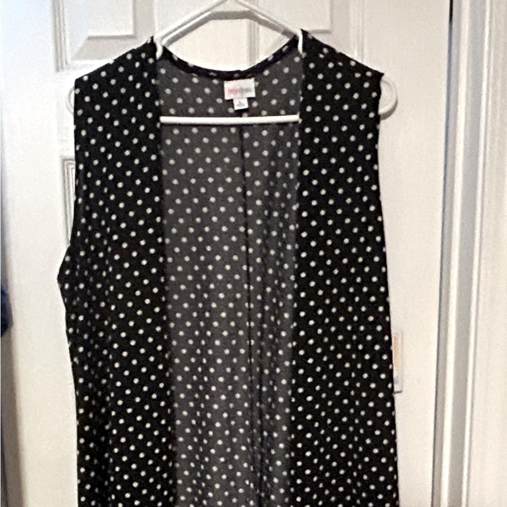 NWT Luluroe Joy Black and White Polka Dot Sleeveless Vest